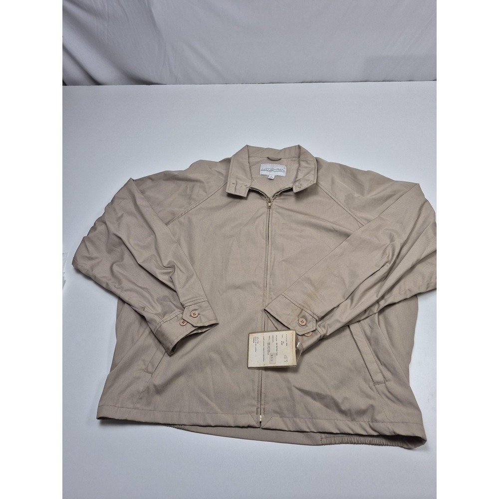 VTG J.J. Cochran Jacket Men's XL British Tan Cotton Windbreaker Full Zip Mesh